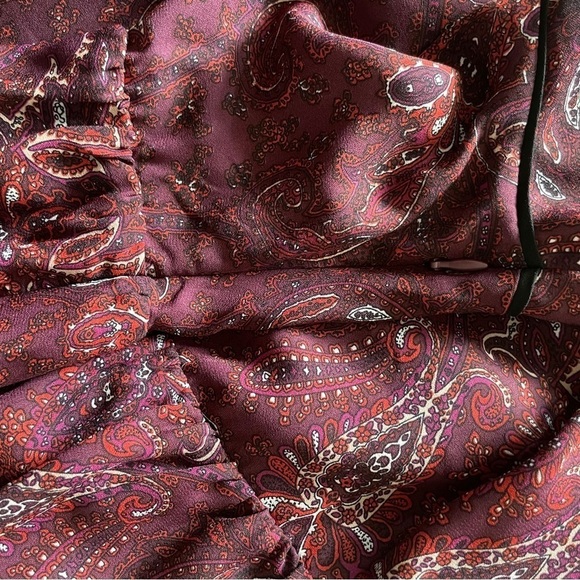 California Moonrise Long Sleeve Tie Front Paisley Print Dress Size Small - Picture 11 of 13